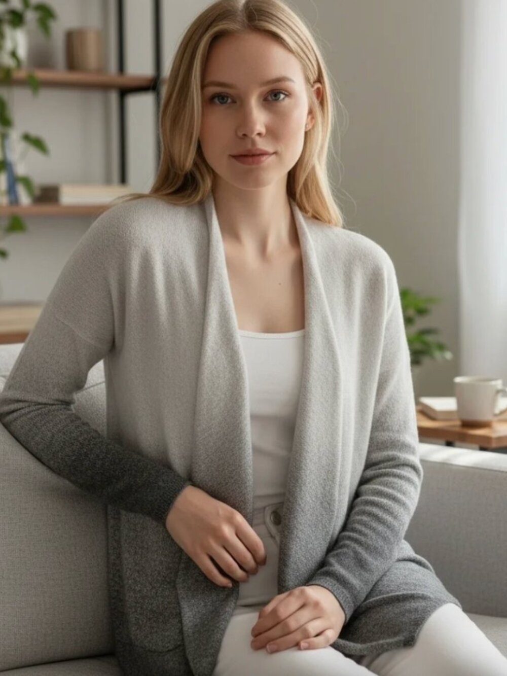 Barefoot Dreams Ombre Cardigan in Gray
